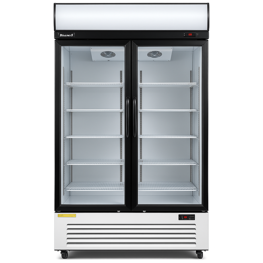 BLIZZARD Double‑Door Hinged Glass Display Merchandiser –  630 L front view on a white background