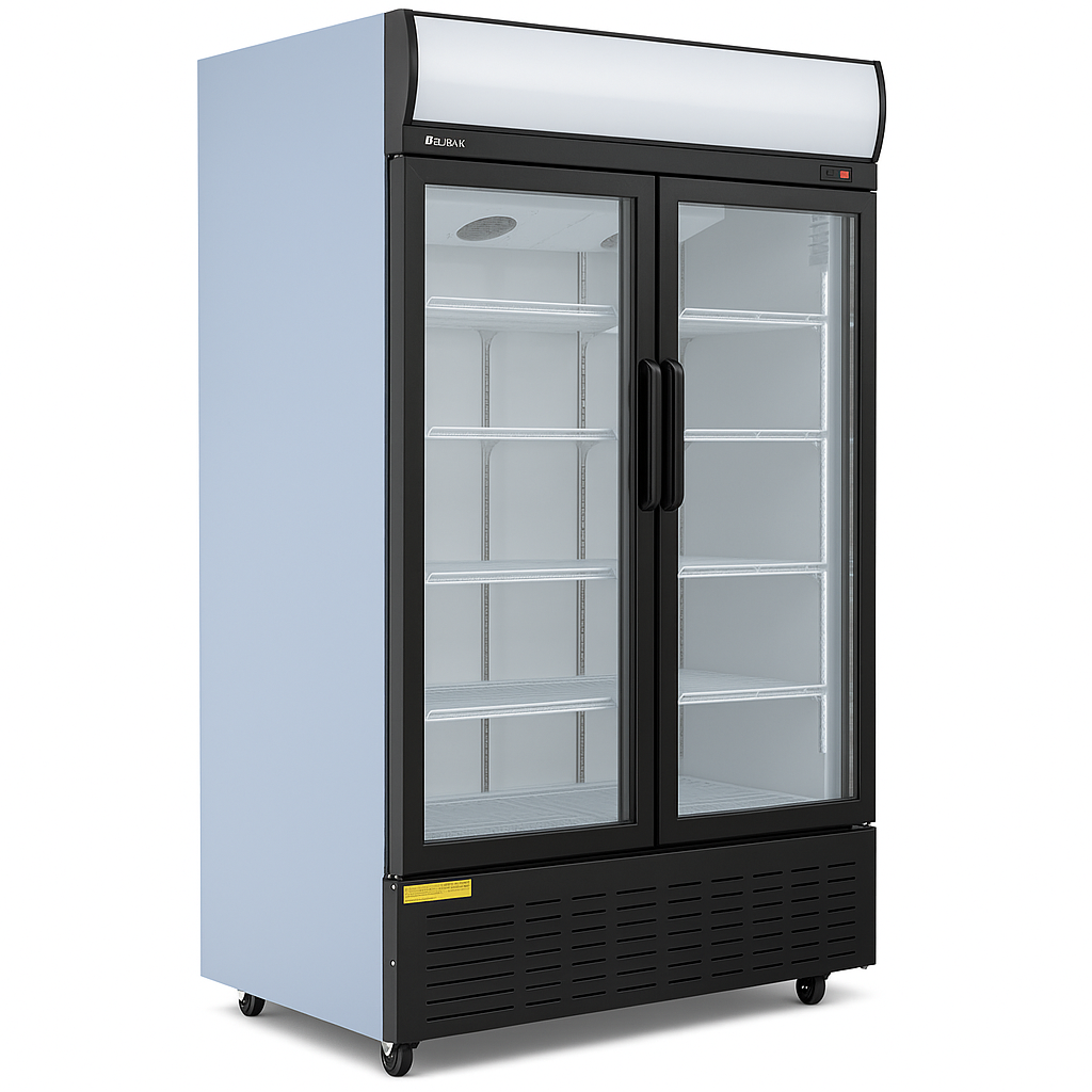 BLIZZARD  Double‑Door Hinged Glass Display Merchandiser – 900 L - Side view on a white background