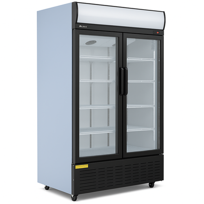 BLIZZARD  Double‑Door Hinged Glass Display Merchandiser – 900 L - Side view on a white background