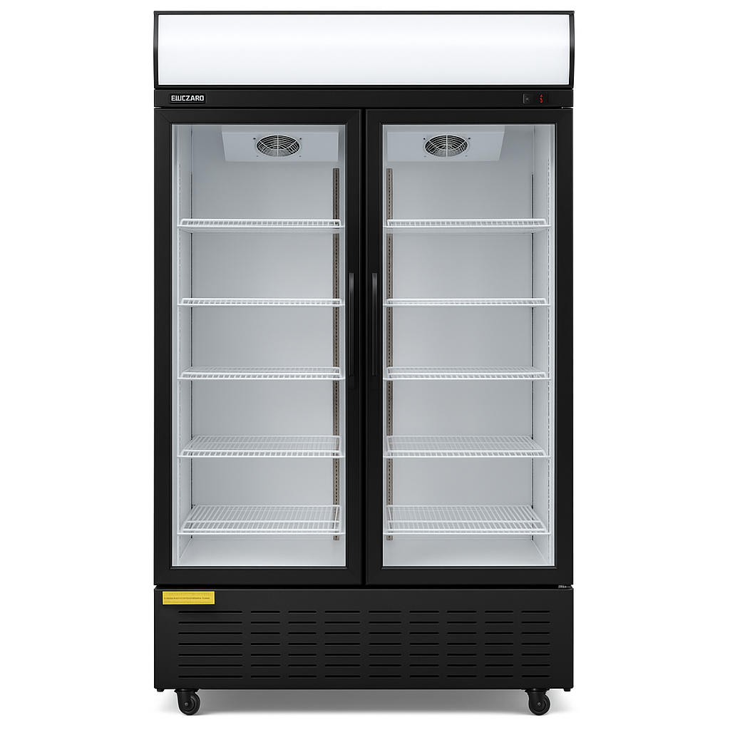 BLIZZARD  Double‑Door Hinged Glass Display Merchandiser – 900 L - front view on white background