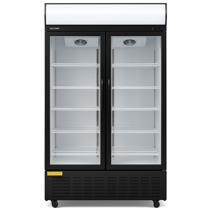 BLIZZARD  Double‑Door Hinged Glass Display Merchandiser – 900 L - front view on white background