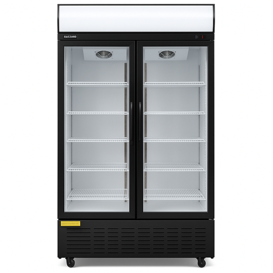 BLIZZARD  Double‑Door Hinged Glass Display Merchandiser – 900 L - front view on white background