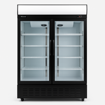 BLIZZARD  Double‑Door Sliding Glass Display Merchandiser – 900 L front view on a white background