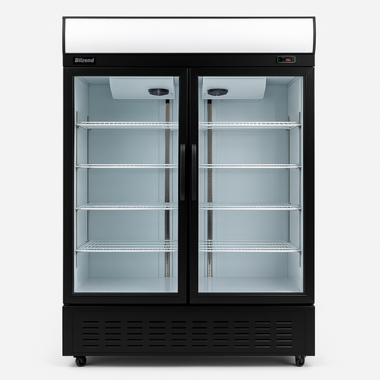 BLIZZARD  Double‑Door Sliding Glass Display Merchandiser – 900 L front view on a white background