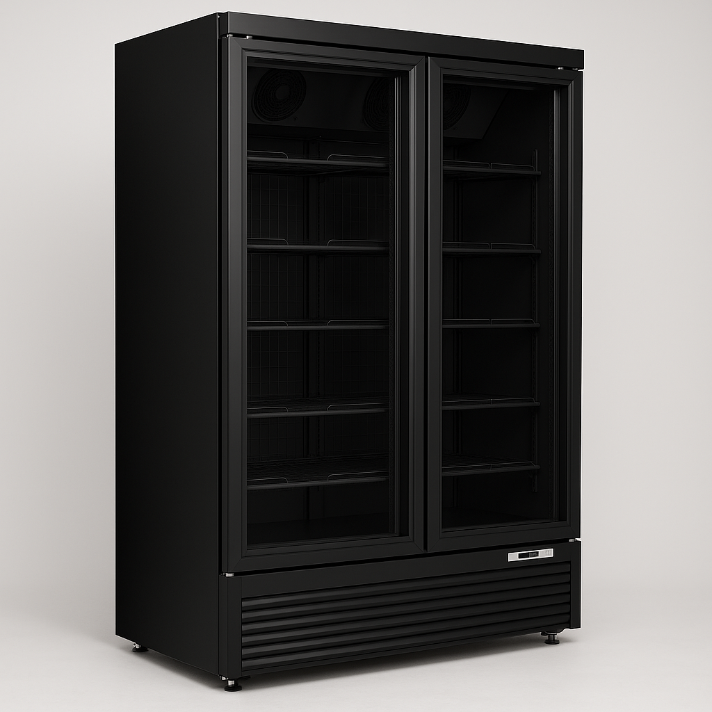 BLIZZARD Double Hinged Glass Door Display Chiller front side view