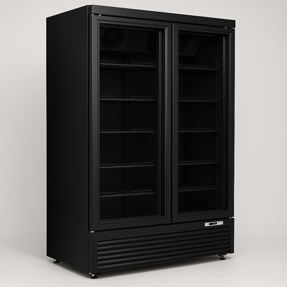 BLIZZARD Double Hinged Glass Door Display Chiller front side view