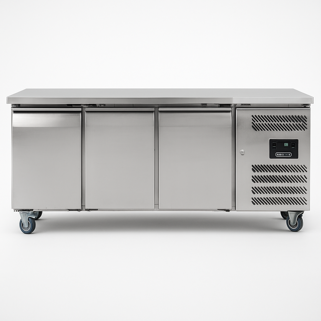 BLIZZARD Triple Hinged Door Counter Freezer With Upstand front view on a white background