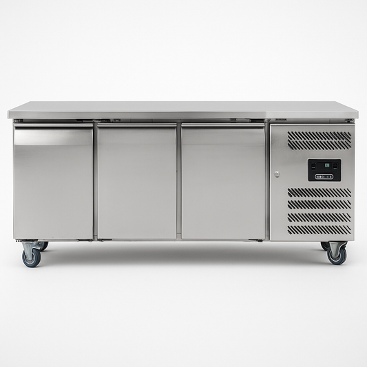 BLIZZARD Triple Hinged Door Counter Freezer With Upstand front view on a white background