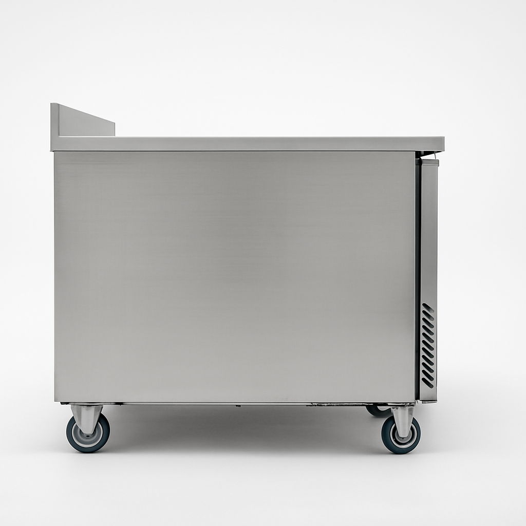 BLIZZARD Triple Hinged Door Counter Freezer With Upstand side view with a white background