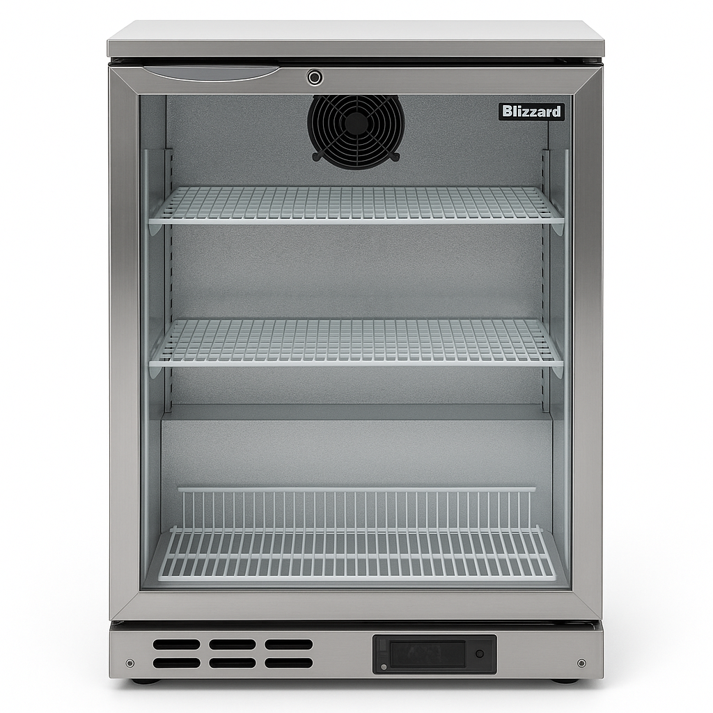 Blizzard Single-Door Stainless-Steel Bottle Cooler Grey Front View
