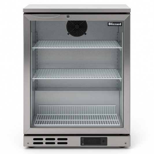 Blizzard Single-Door Stainless-Steel Bottle Cooler Grey Front View