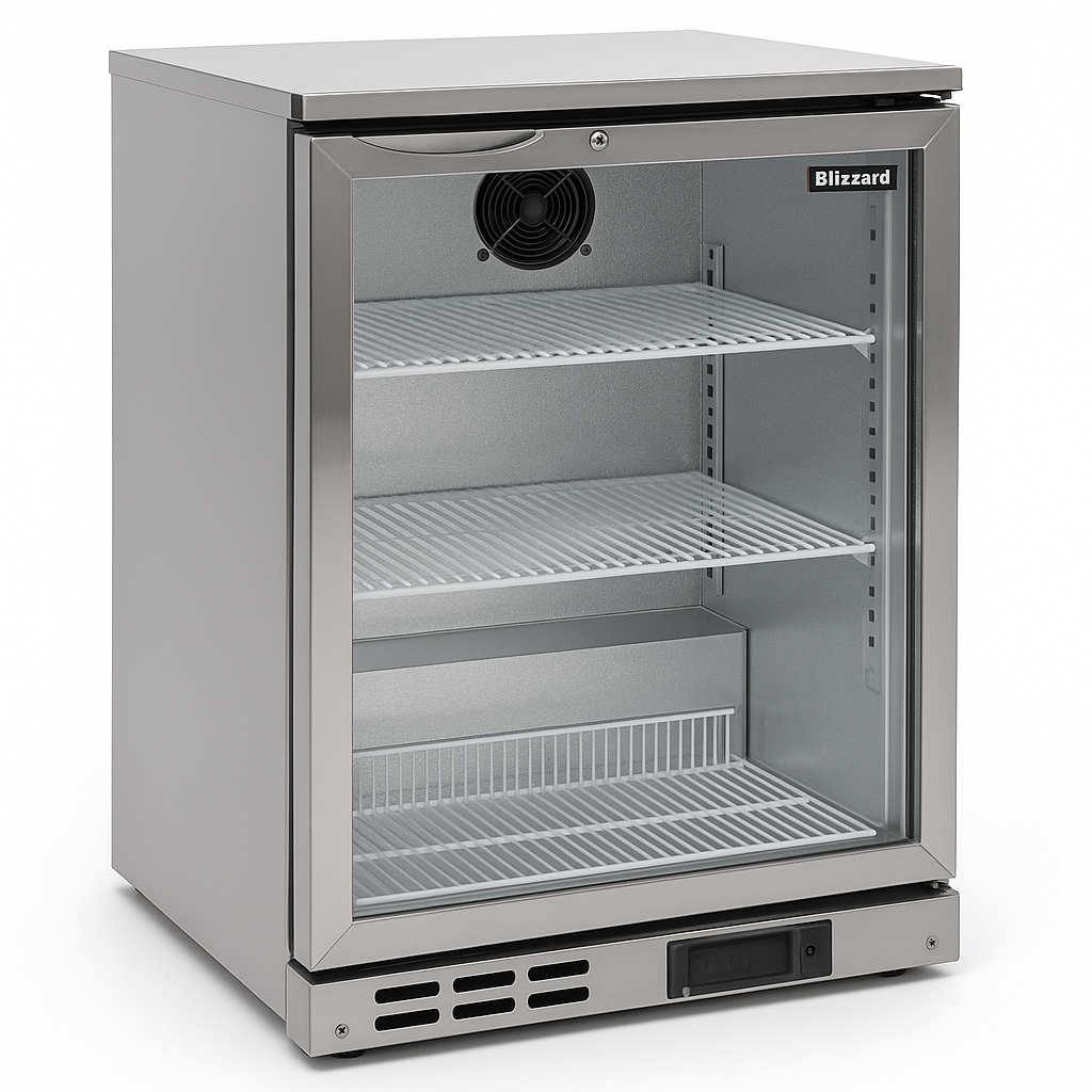 Blizzard Single-Door Stainless-Steel Bottle Cooler Grey Side View