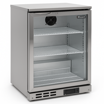 Blizzard Single-Door Stainless-Steel Bottle Cooler Grey Side View